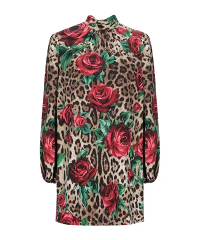 Dolce & Gabbana Leopard Print Dress In Multi