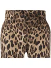 Dolce & Gabbana High Waist Leopard Stretch Drill Shorts In Brown