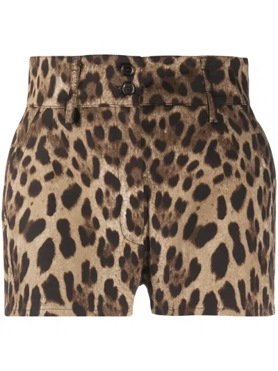 DOLCE & GABBANA LEOPARD-PRINT DRILL SHORTS