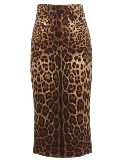 Dolce & Gabbana Leopard Print Essential Pencil Skirt In Multi