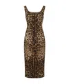 Dolce & Gabbana Leopard-print Cady Corset-style Midi Dress In Brown