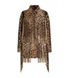 Dolce & Gabbana Leopard Print Fringe Leather Jacket In Brown