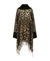 Dolce & Gabbana Leopard-print Fringed Poncho In Black