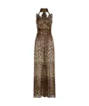 Dolce & Gabbana Leopard-print Halterneck Silk Gown In Brown