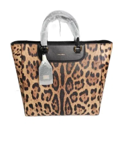 Dolce & Gabbana Leopard Print Handbag In Multicolor