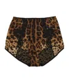 Dolce & Gabbana Satin Culottes With Animal Print And Lace In Black