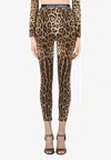 Dolce & Gabbana Leggings In Charmeuse With Leopard Print In Brown