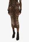 Dolce & Gabbana Leopard Jacquard Chenille Pencil Skirt In Brown