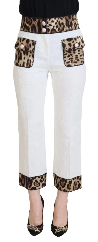 Dolce & Gabbana Leopard Print High-waist Trousers In Multi