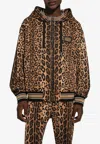 Dolce & Gabbana Leopard-print Cotton Hoodie In Brown