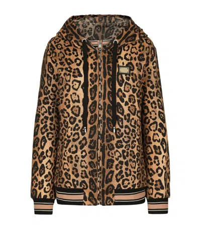 Dolce & Gabbana Leopard Print Hoodie In Brown