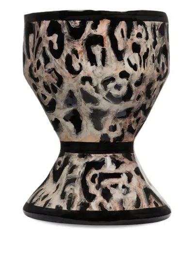 Dolce & Gabbana Leopard-print Hourglass Vase In Brown