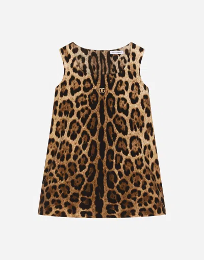 Dolce & Gabbana Kids' Leopard-print Interlock Midi Dress In Animal Print