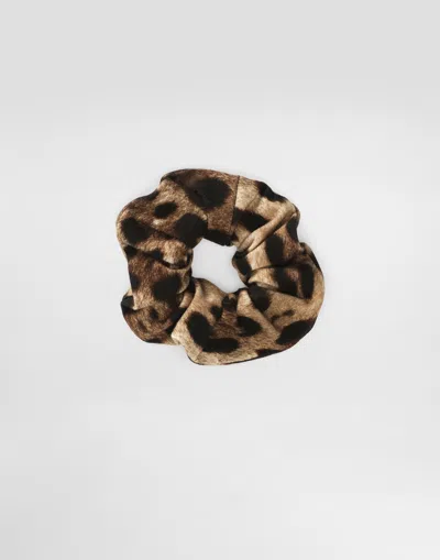 Dolce & Gabbana Kids' Leopard-print Interlock Scrunchie In Animal Print