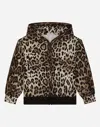 Dolce & Gabbana Leopard-print Jersey Hoodie With Branded Elastic In Animal Print
