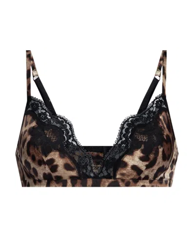 DOLCE & GABBANA DOLCE  GABBANA LEOPARD-PRINTED SWEETHEART NECK BRA
