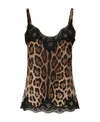 Dolce & Gabbana Leopard Print Silk Cami Top In Black