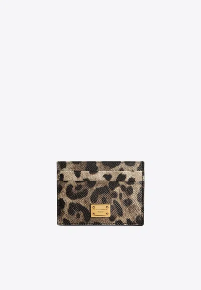 Dolce & Gabbana Leopard-print Leather Cardholder In Multi