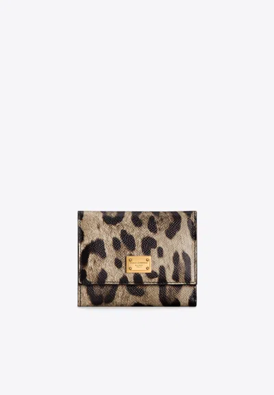 Dolce & Gabbana Leopard-print Leather Wallet In Multi