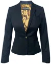 Dolce & Gabbana Leopard Print Lined Blazer In Blue