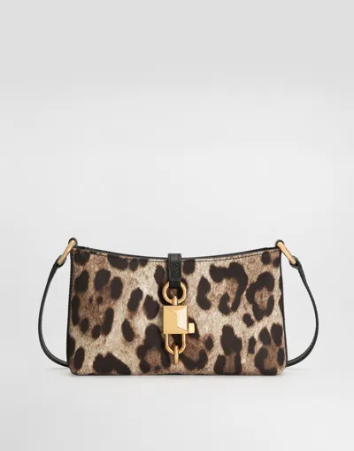 Dolce & Gabbana Leopard-print Lock Shoulder Bag In Blue