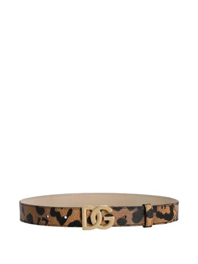 Dolce & Gabbana Kids' Leopard-print Logo Belt In Animal Print