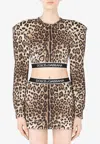 Dolce & Gabbana Leopard Print Long-sleeved Cropped Top In Brown