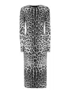 Dolce & Gabbana Leopard-print Long-sleeve Charmeuse Midi Dress In Animal Print