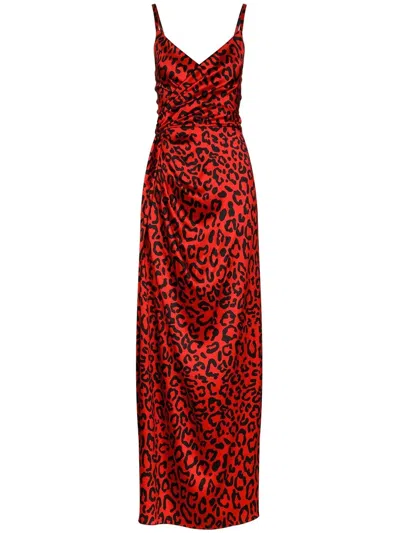 Dolce & Gabbana Leopard-print Maxi Dress In Red