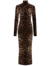 Dolce & Gabbana Leopard-print Mid-length Dress In Brown