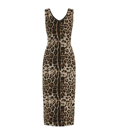 Dolce & Gabbana Leopard Print Midi Dress In Animal Print