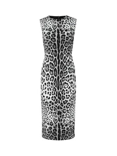 DOLCE & GABBANA LEOPARD PRINT MIDI DRESS