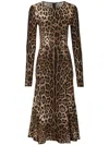 Dolce & Gabbana Leopard-print Midi Dress In Brown