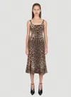 Dolce & Gabbana Leopard-print Calf-length Cady Dress In Brown