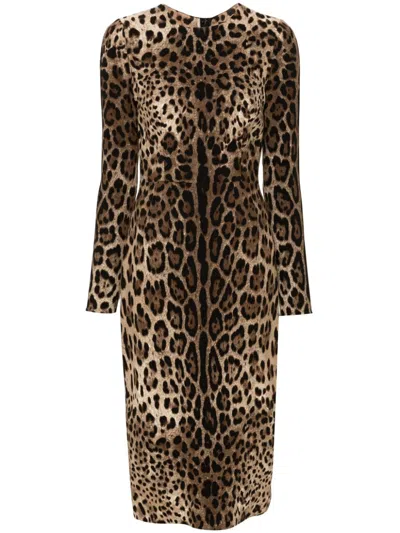 DOLCE & GABBANA LEOPARD-PRINT MIDI DRESS