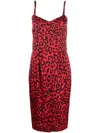 Dolce & Gabbana Red Short Dress With Leopard Print In Red