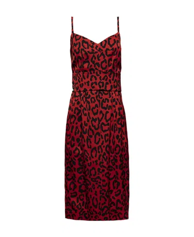 Dolce & Gabbana Leopard-print Midi Dress In Red