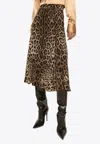 Dolce & Gabbana Leopard-print Stretch-crepe Midi Skirt In Brown