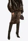 Dolce & Gabbana Leopard Print Essential Pencil Skirt In Brown