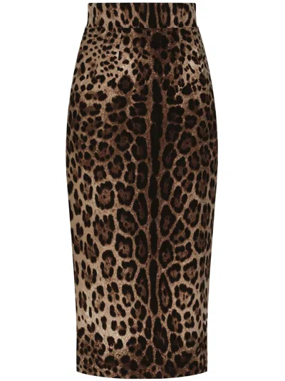 DOLCE & GABBANA LEOPARD-PRINT MIDI SKIRT