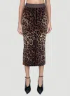 Dolce & Gabbana Leopard Jacquard Chenille Pencil Skirt In Brown