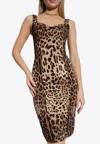 Dolce & Gabbana Leopard Print Mini Dress In Brown