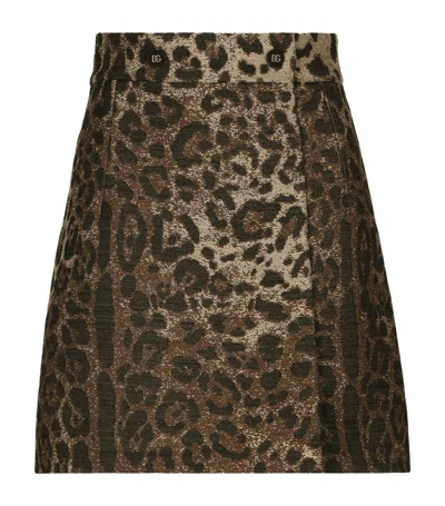 Dolce & Gabbana Leopard Print Mini Skirt In Multi