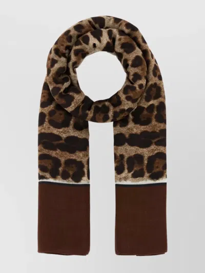 Dolce & Gabbana Leopard Print Modal Cashmere Scarf In Brown