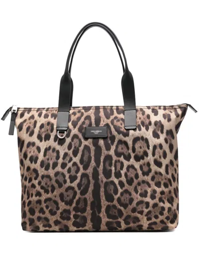 Dolce & Gabbana Leopard Print Nylon Adamo Shopper