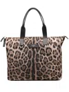 Dolce & Gabbana Leopard Print Nylon Adamo Shopper Bags