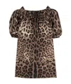 Dolce & Gabbana Short Sleeve Top In Poplin Leopard Print Clothing In Brown