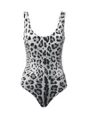 Dolce & Gabbana Leopard Print Olympic One-piece Swimsuit In Brown