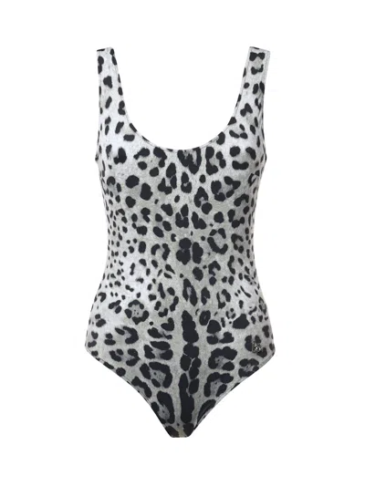 DOLCE & GABBANA LEOPARD PRINT OLYMPIC ONE-PIECE SWIMSUIT