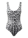 Dolce & Gabbana Leopard Print Olympic One-piece Swimsuit In Brown
